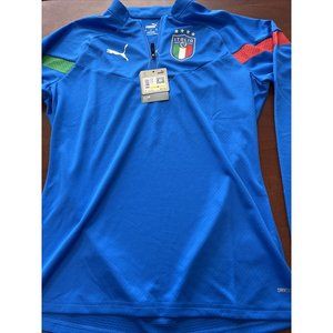 Puma FIGC Italy National Team 1/4 Zip Training Top Men's M  Blue Long Sleeve NWT